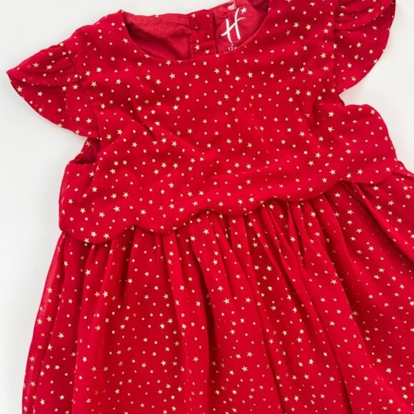 H Red Kids Dress with Star Pattern - Picture 3 of 5